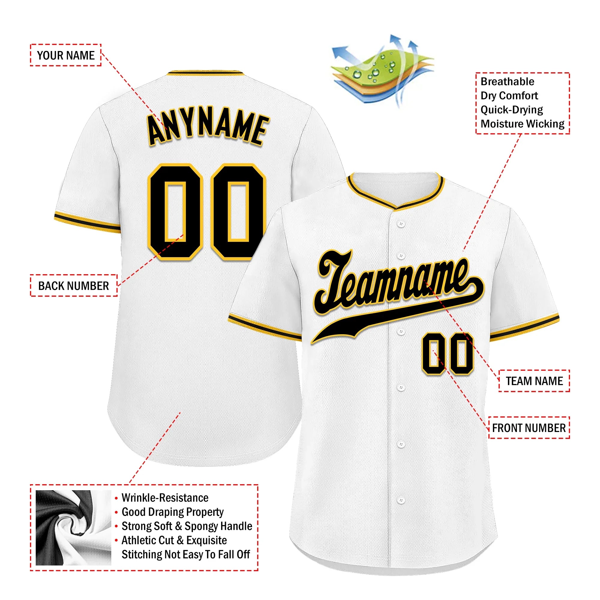 Custom White Classic Style Black Personalized Authentic Baseball Jersey BSBJ01-bd0fad8 - Coolcustomize