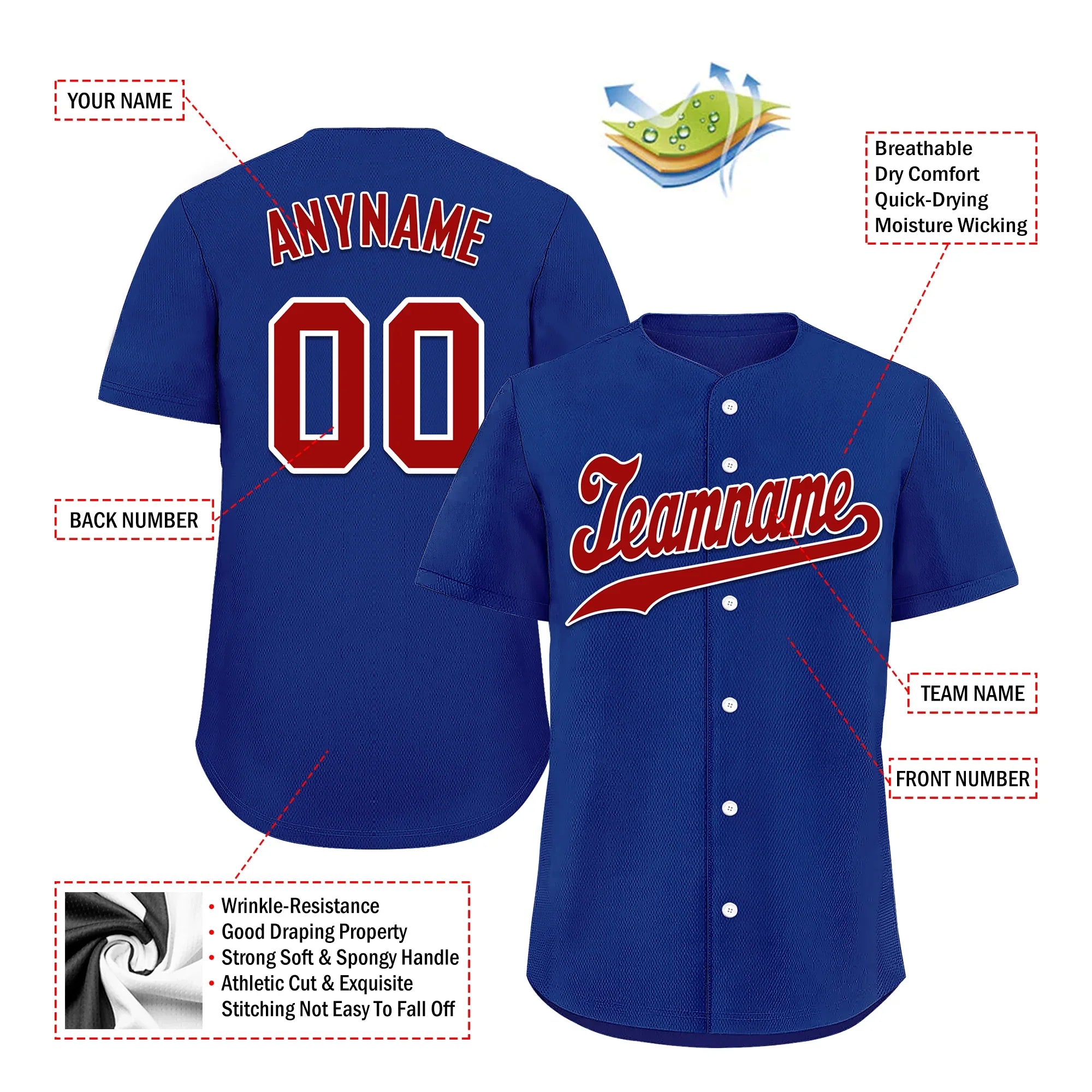 Custom Blue Classic Style Red Personalized Authentic Baseball Jersey BSBJ01-bd0fadd - Coolcustomize