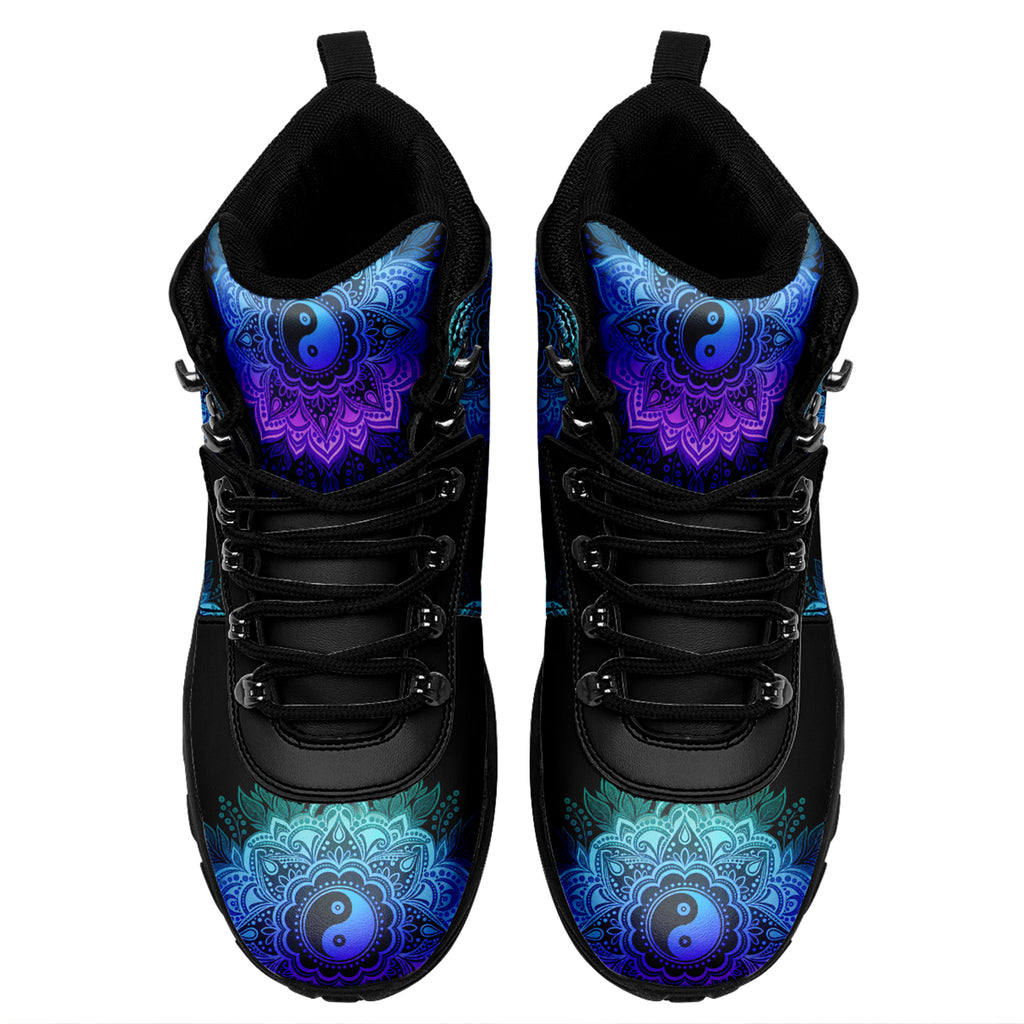 Personalized Boho Yin Yang Outdoor Combat Boots – Lightweight Non-Slip Spiritual Walking Shoes