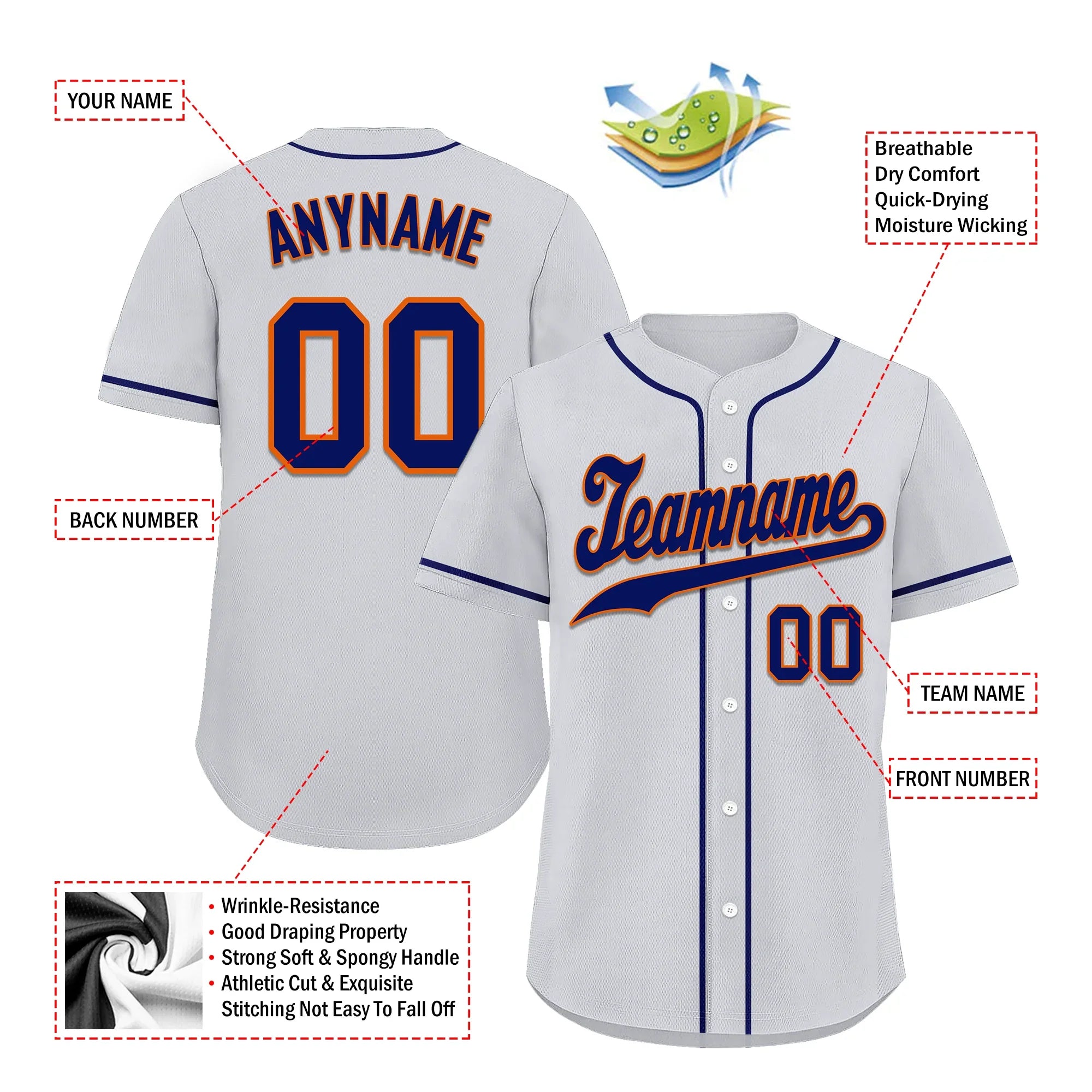 Custom Grey Classic Style Blue Personalized Authentic Baseball Jersey BSBJ01-bd0fabb - Coolcustomize