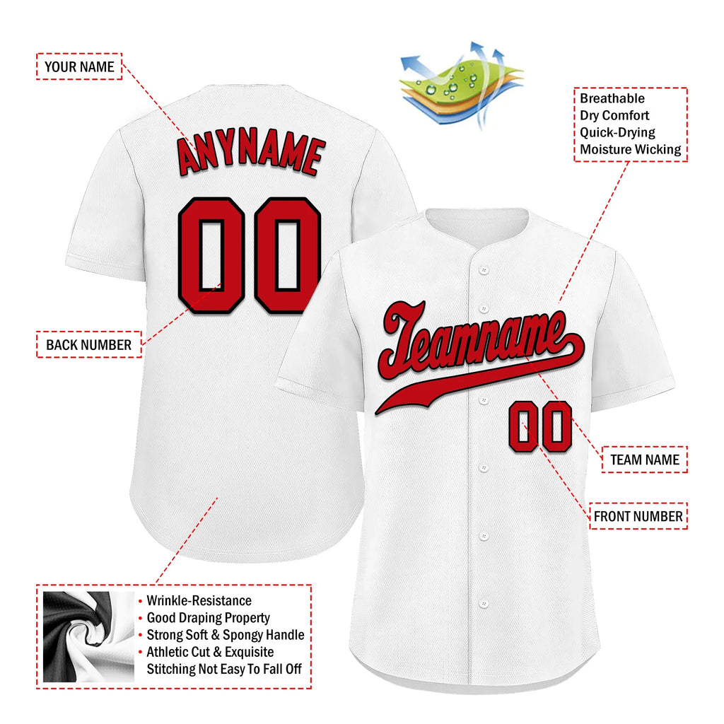 Custom White Classic Style Red Personalized Authentic Baseball Jersey BSBJ01-bd0fad9 - Coolcustomize