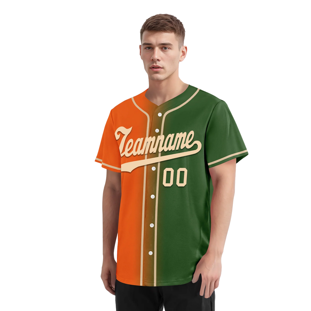 Custom Orange Green Gradient Fashion Personalized Authentic Baseball Jersey BSBJ01-D0a708d - Coolcustomize