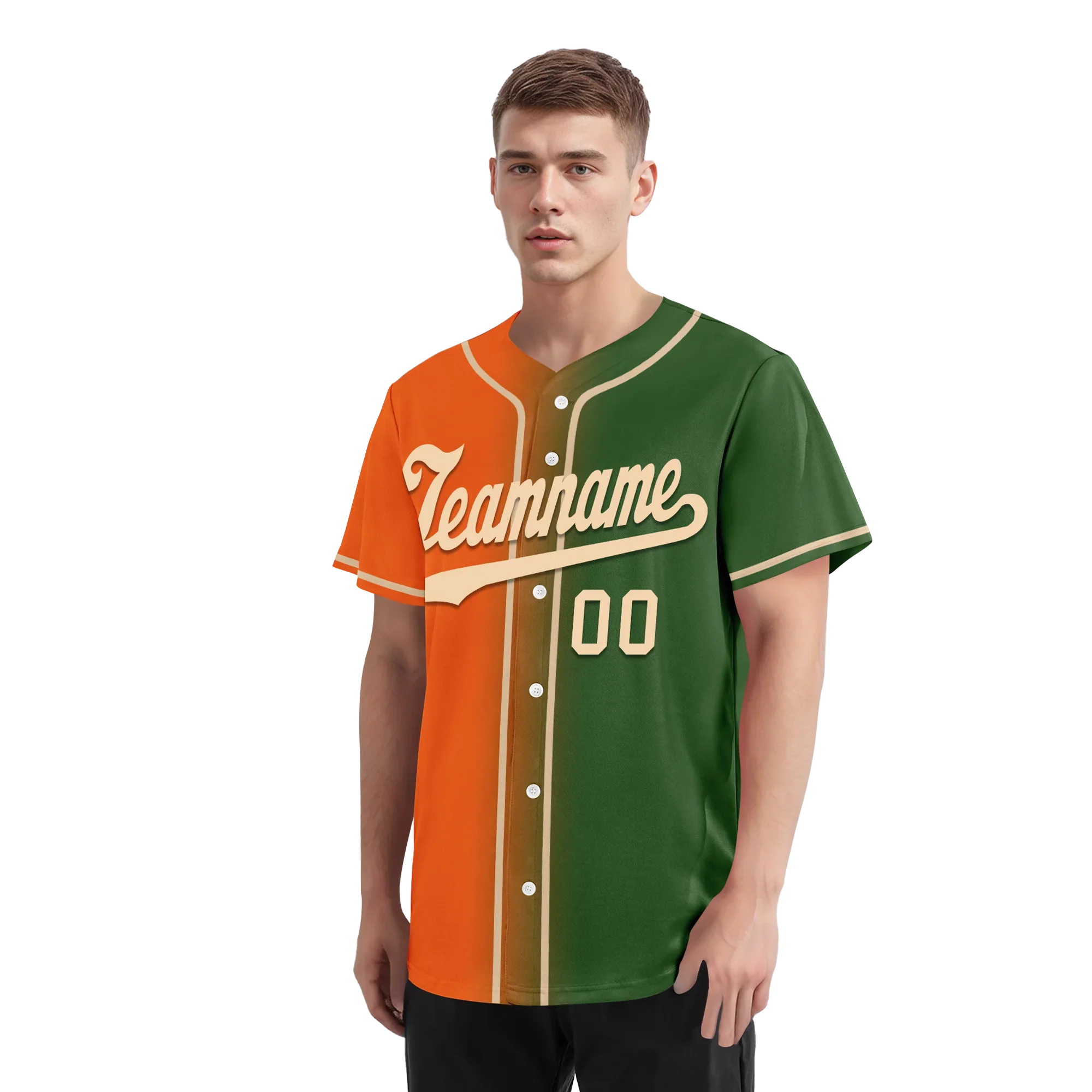 Custom Orange Green Gradient Fashion Personalized Authentic Baseball Jersey BSBJ01-D0a708d - Coolcustomize