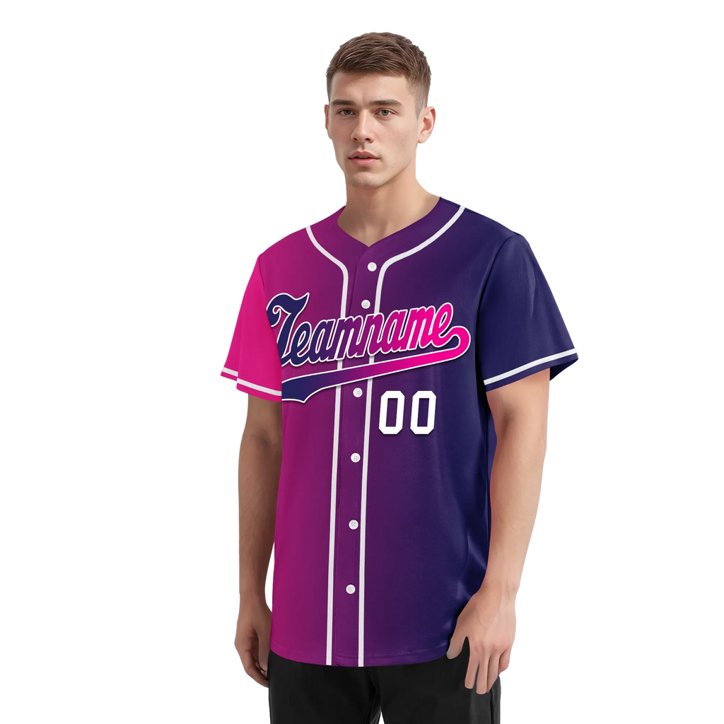Custom Pink Blue Gradient Fashion Personalized Authentic Baseball Jersey BSBJ01-D0a7aab - Coolcustomize
