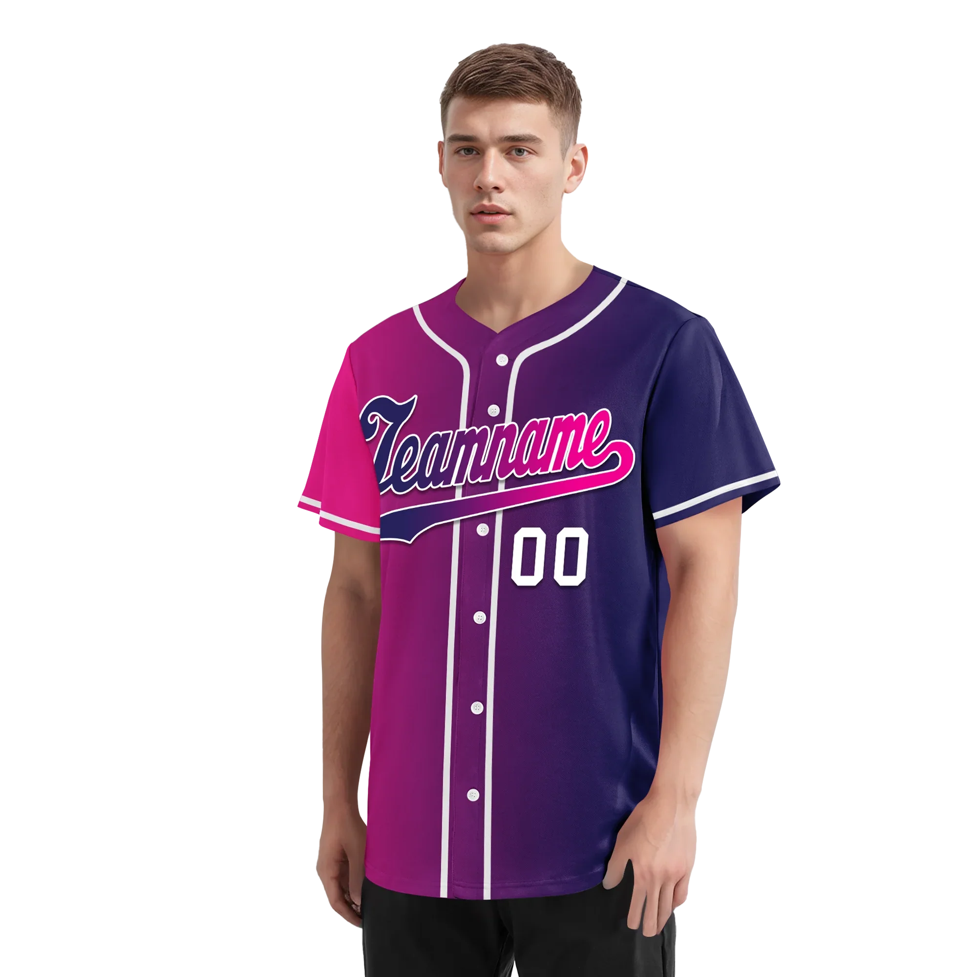 Custom Pink Blue Gradient Fashion Personalized Authentic Baseball Jersey BSBJ01-D0a7aab - Coolcustomize