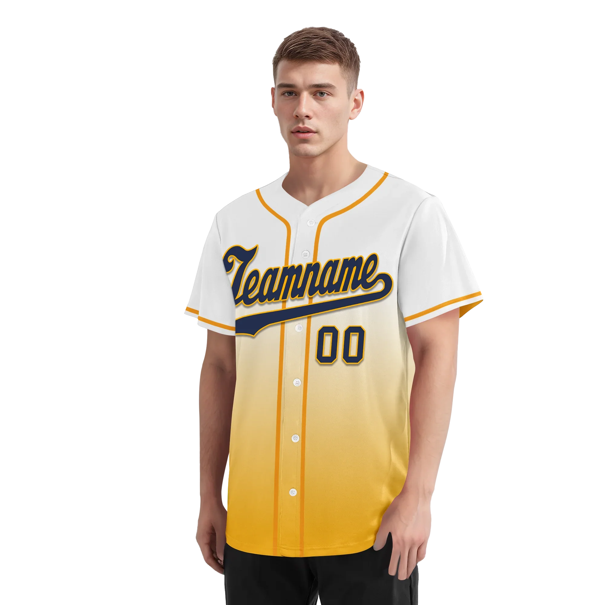 Custom White Yellow Fade Fashion Personalized Authentic Baseball Jersey BSBJ01-D0a70dc - Coolcustomize