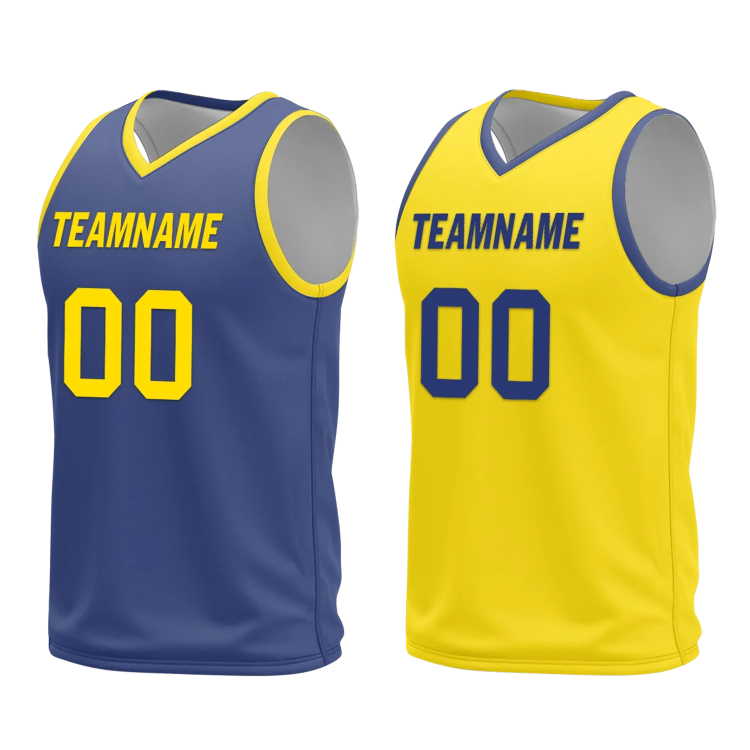 Custom Blue Yellow Classic Style Reversible Basketball Uniform Personalized COOLMAX BBJR-D017003 - Coolcustomize
