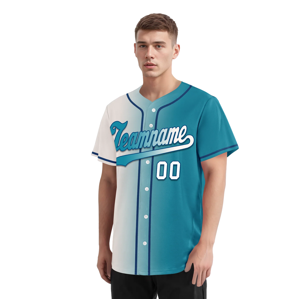 Custom White Blue Gradient Fashion Personalized Authentic Baseball Jersey BSBJ01-D0a7ab0 - Coolcustomize