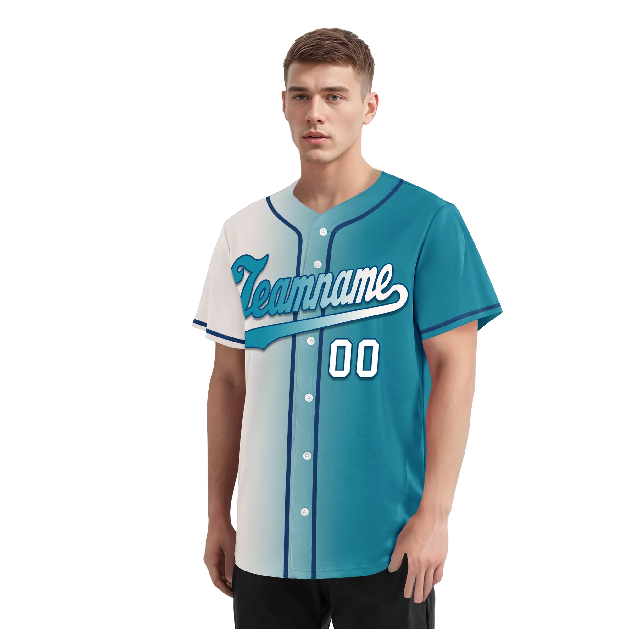 Custom White Blue Gradient Fashion Personalized Authentic Baseball Jersey BSBJ01-D0a7ab0 - Coolcustomize