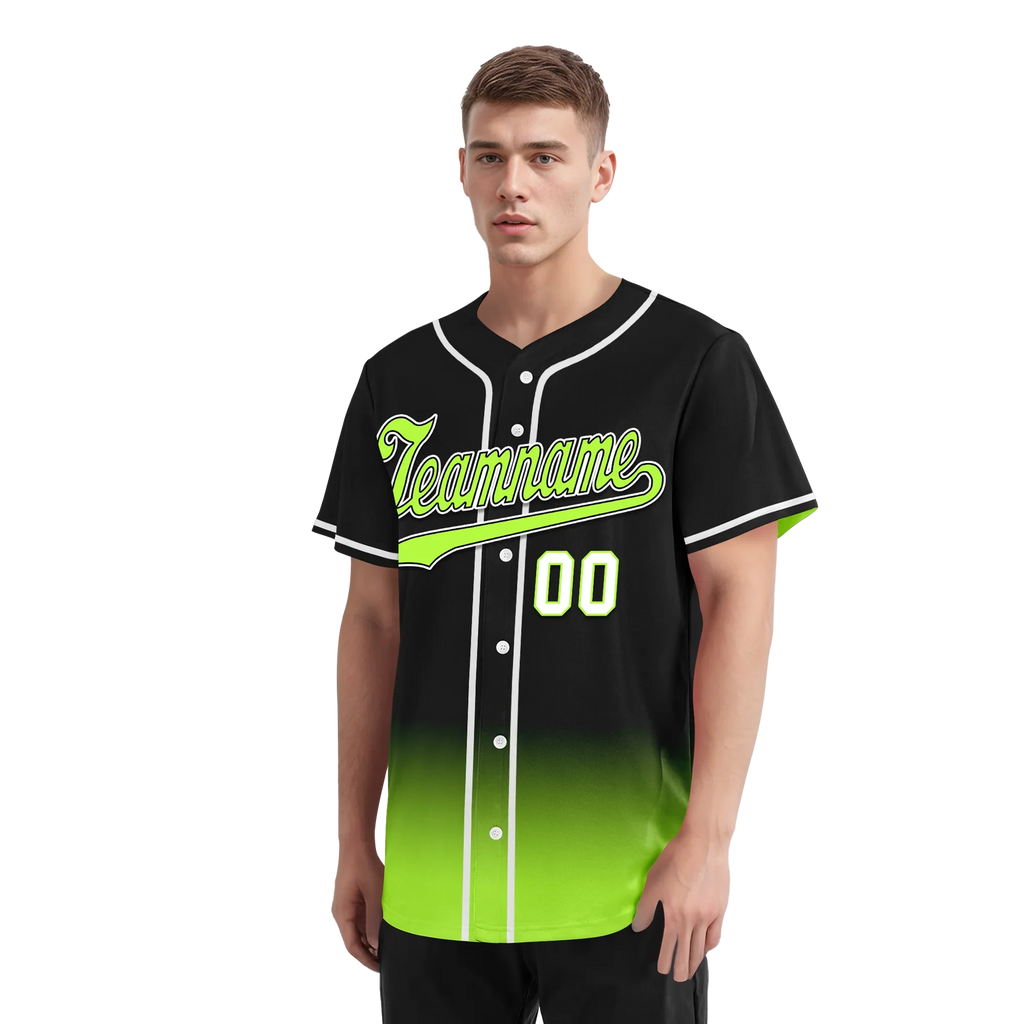 Custom Black Green Fade Fashion Personalized Authentic Baseball Jersey BSBJ01-D0a70e7 - Coolcustomize