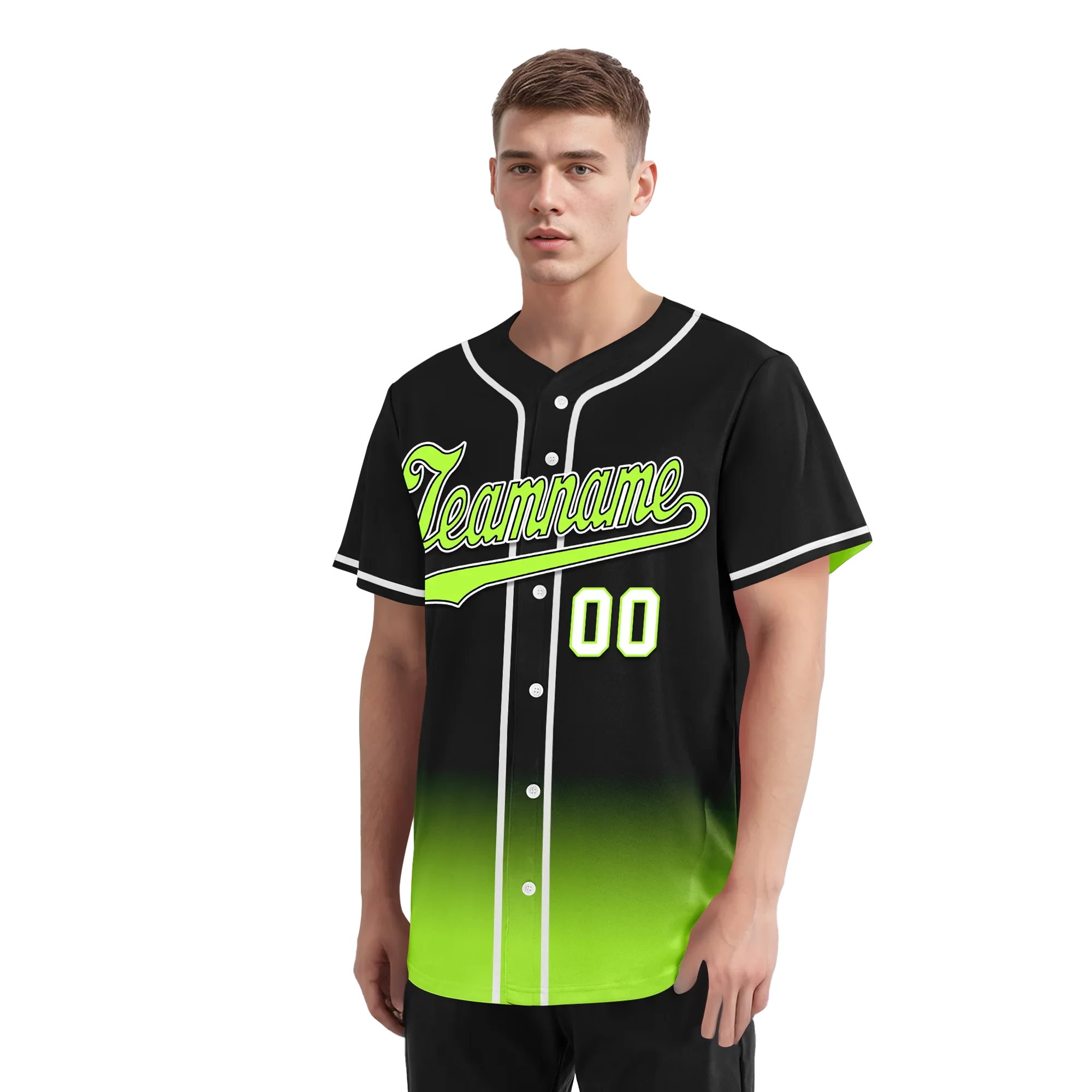 Custom Black Green Fade Fashion Personalized Authentic Baseball Jersey BSBJ01-D0a70e7 - Coolcustomize
