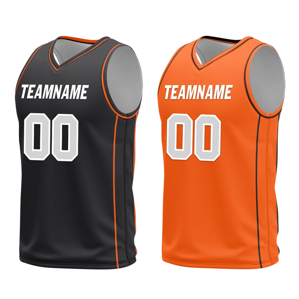 Custom Black Orange Classic Style Reversible Basketball Uniform Personalized COOLMAX BBJR-D017019 - Coolcustomize