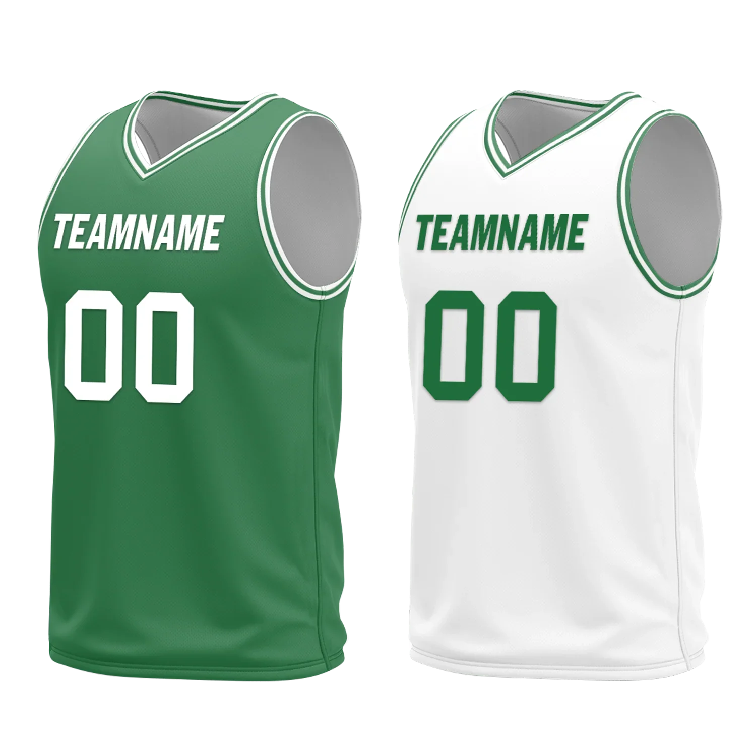 Custom Green White Classic Style Reversible Basketball Uniform Personalized COOLMAX BBJR-D017001 - Coolcustomize