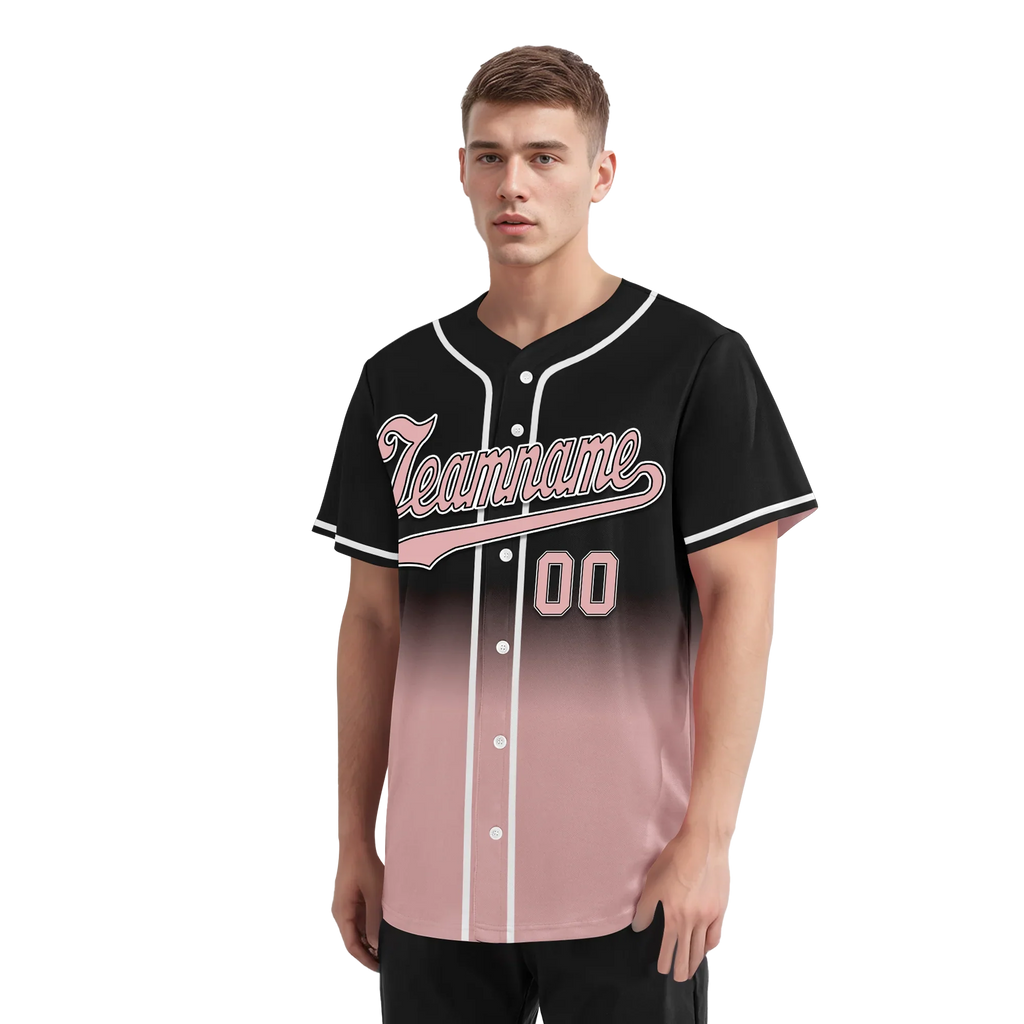 Custom Black Pink Fade Fashion Personalized Authentic Baseball Jersey BSBJ01-D0a70d9 - Coolcustomize