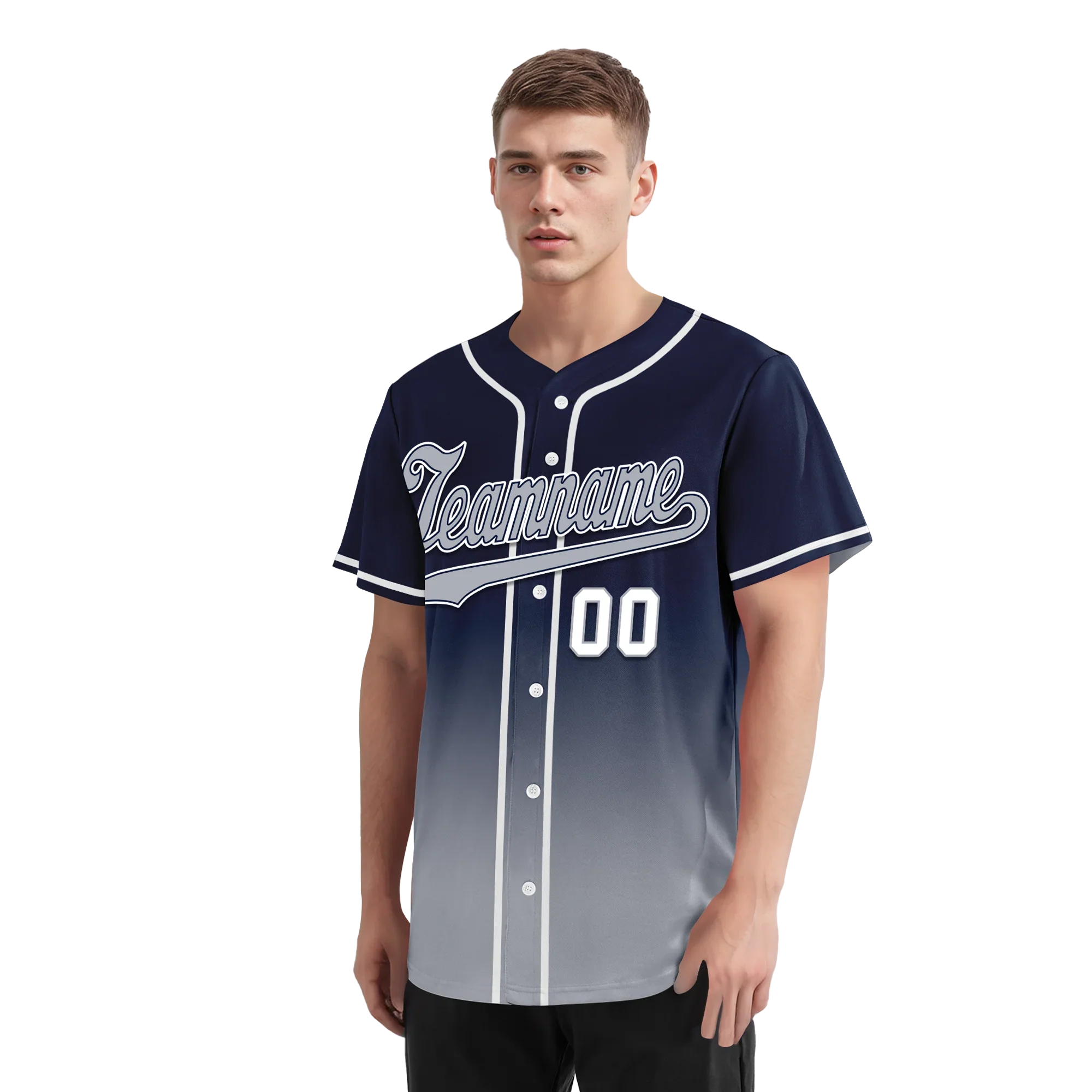 Custom Blue Grey Fade Fashion Personalized Authentic Baseball Jersey BSBJ01-D0a70b8 - Coolcustomize