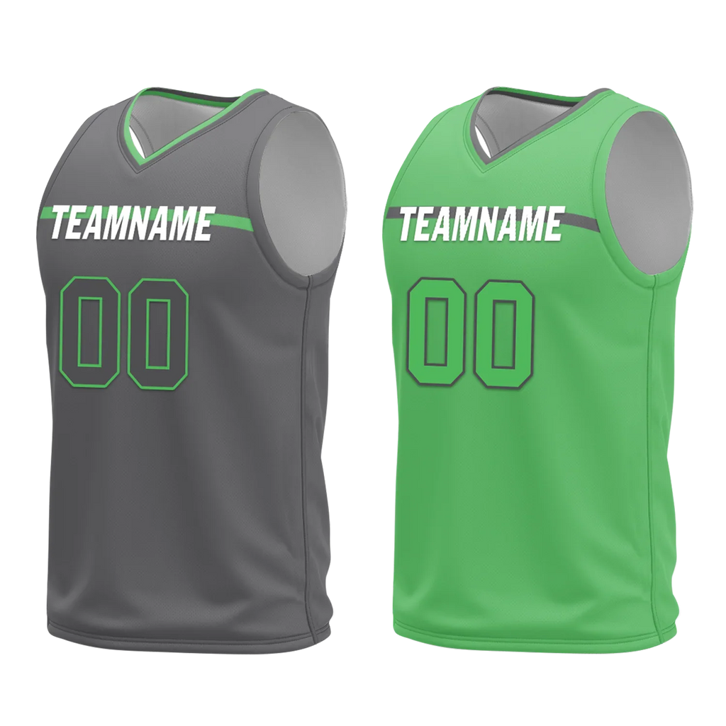 Custom Gray Green Classic Style Reversible Basketball Uniform Personalized Ordinary BBJR-D017046 - Coolcustomize