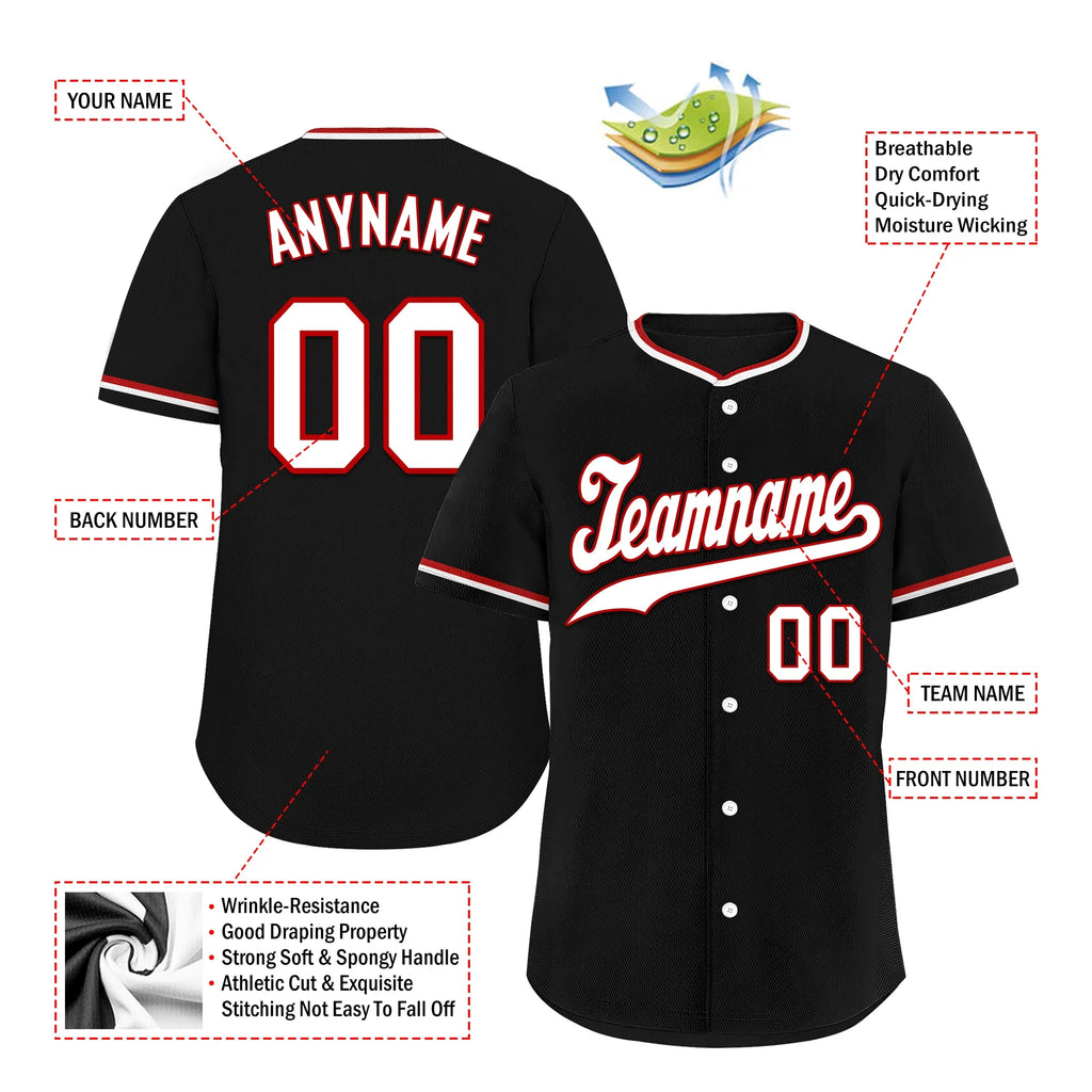 Custom Black Classic Style White Personalized Authentic Baseball Jersey BSBJ01-bd0fad0 - Coolcustomize