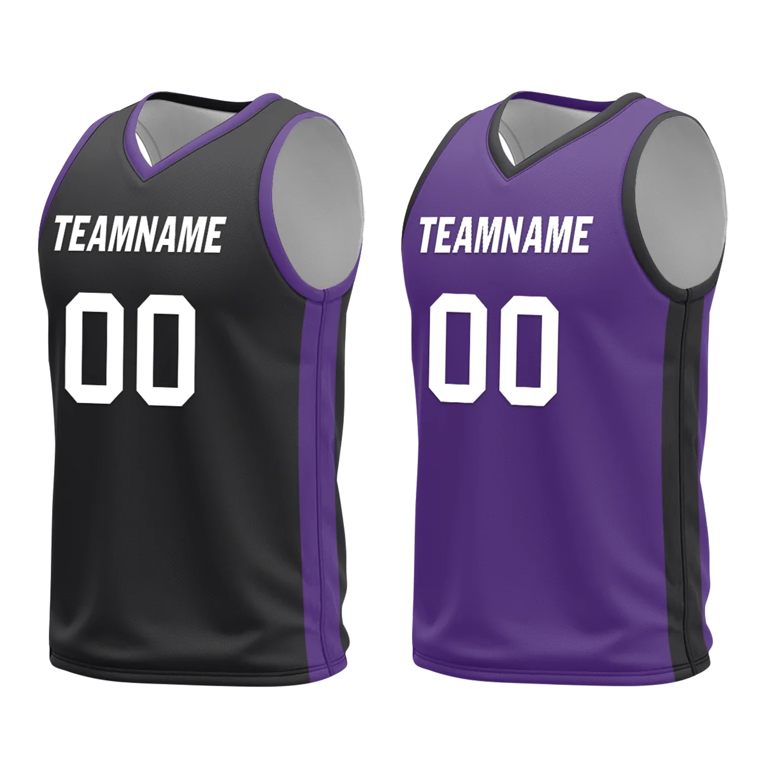 Custom Black Purple Classic Style Reversible Basketball Uniform Personalized COOLMAX BBJR-D017035 - Coolcustomize