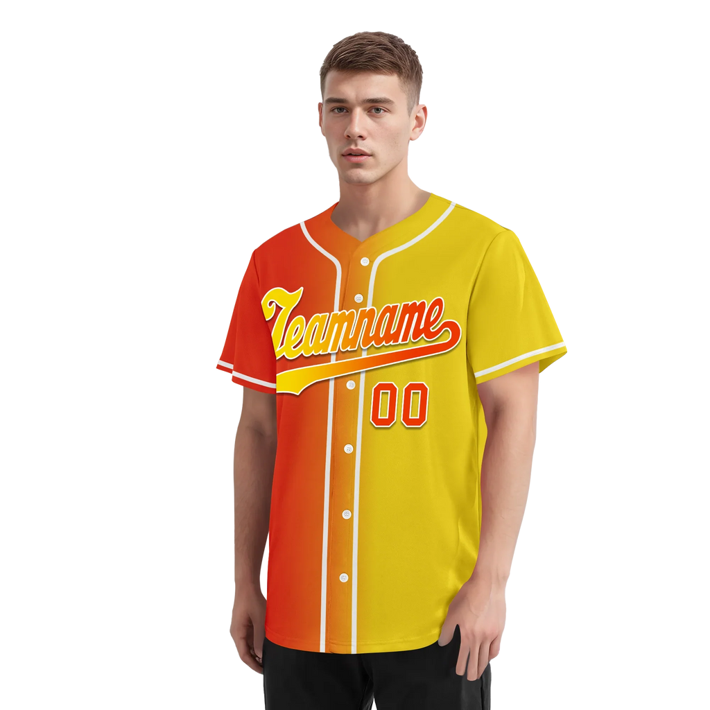 Custom Orange Yellow Gradient Fashion Personalized Authentic Baseball Jersey BSBJ01-D0a707e - Coolcustomize