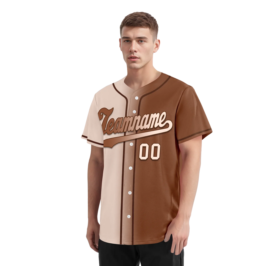 Custom Beige Brown Gradient Fashion Personalized Authentic Baseball Jersey BSBJ01-D0a708e - Coolcustomize