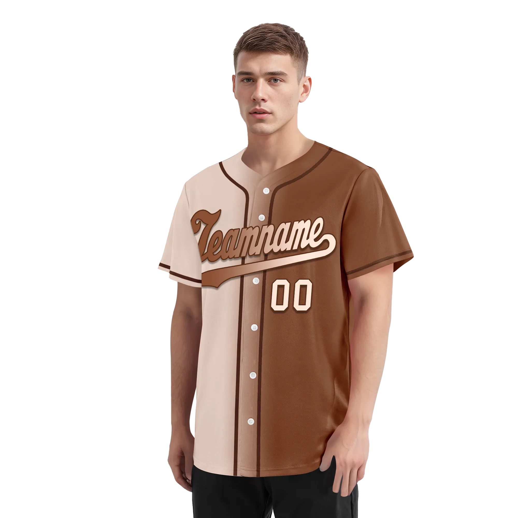 Custom Beige Brown Gradient Fashion Personalized Authentic Baseball Jersey BSBJ01-D0a708e - Coolcustomize