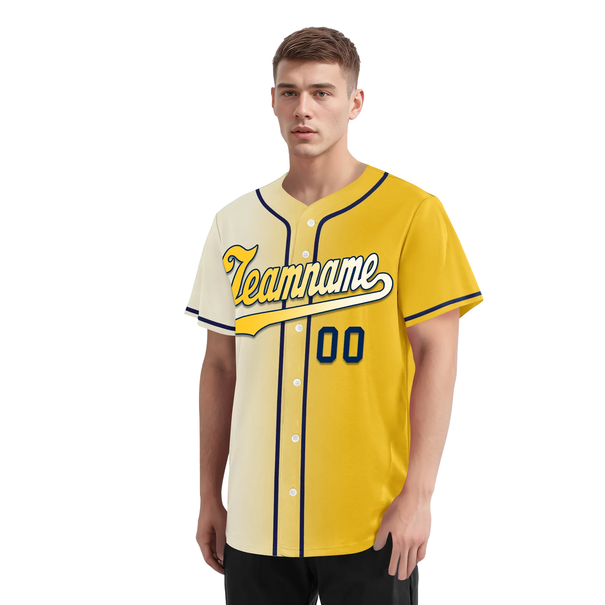 Custom White Yellow Gradient Fashion Personalized Authentic Baseball Jersey BSBJ01-D0a709f - Coolcustomize