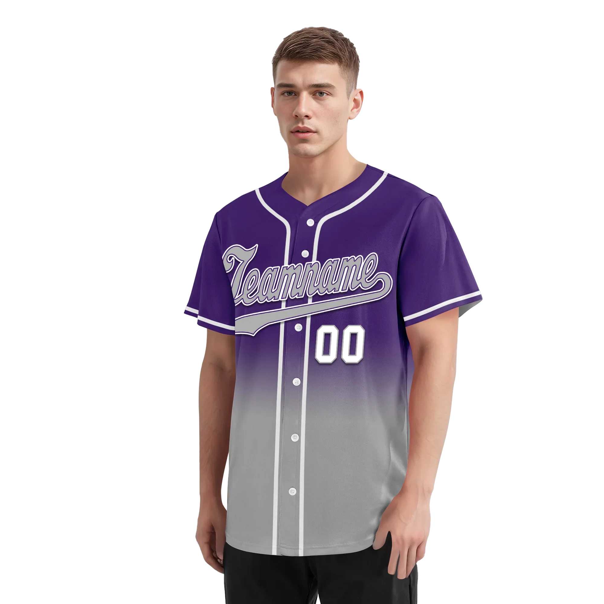 Custom Purple Grey Fade Fashion Personalized Authentic Baseball Jersey BSBJ01-D0a70cd - Coolcustomize