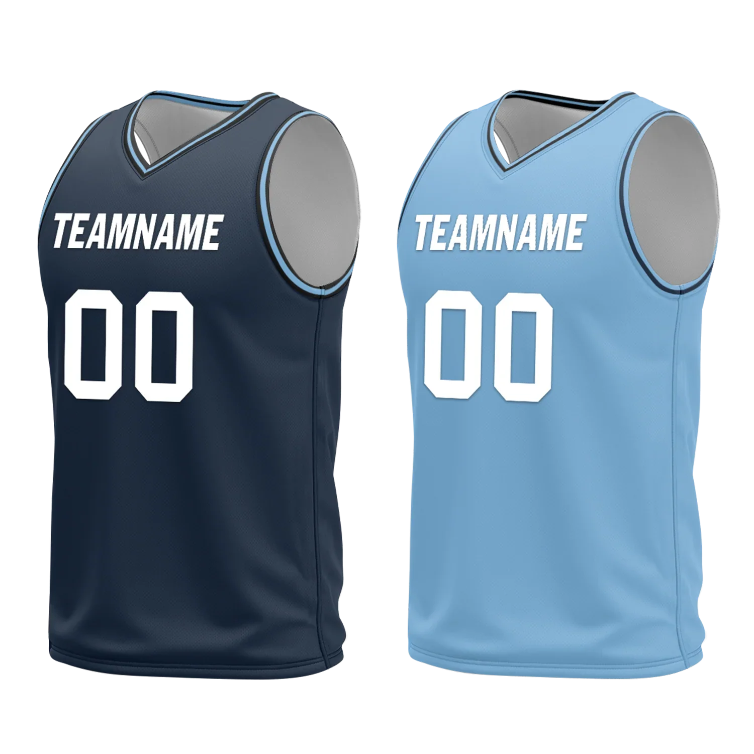 Custom Blue Classic Style Reversible Basketball Uniform Personalized COOLMAX BBJR-D017032 - Coolcustomize