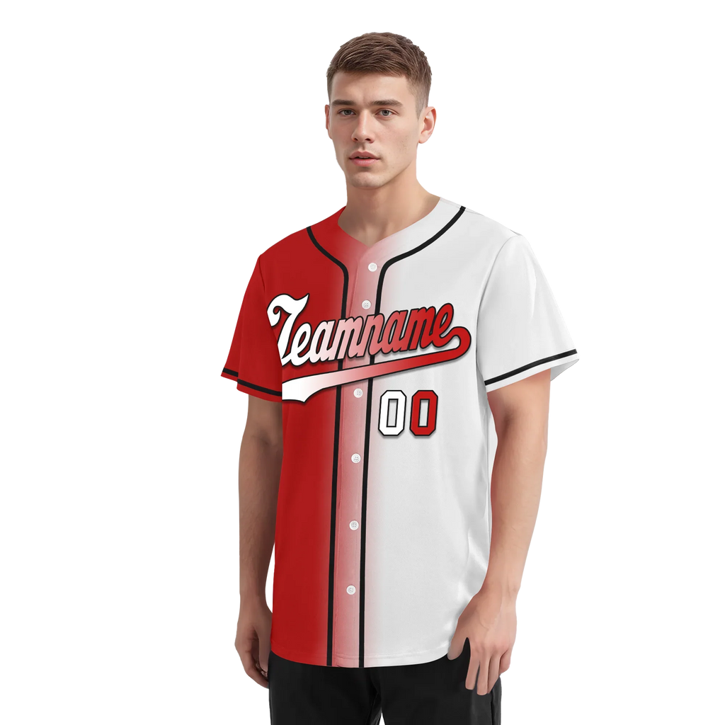 Custom Red White Gradient Fashion Personalized Authentic Baseball Jersey BSBJ01-D0a7aa9 - Coolcustomize