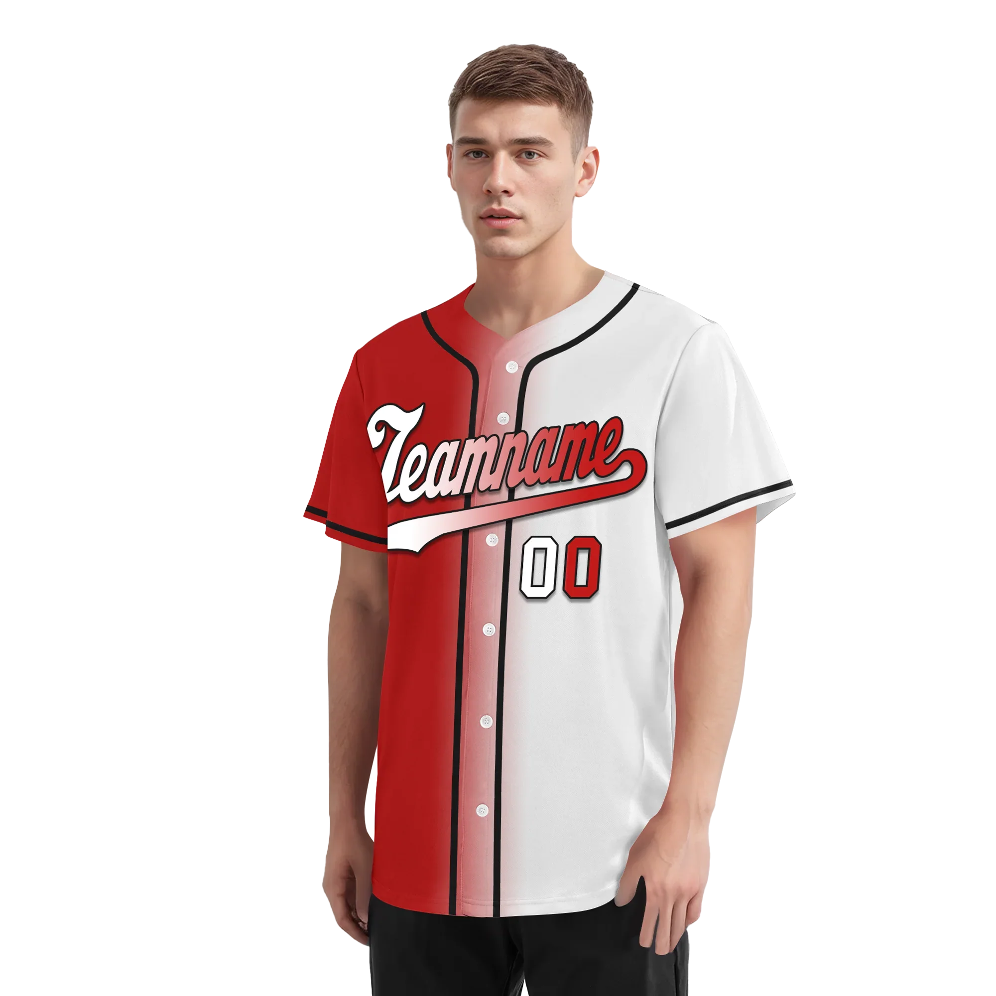 Custom Red White Gradient Fashion Personalized Authentic Baseball Jersey BSBJ01-D0a7aa9 - Coolcustomize