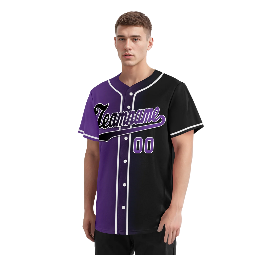 Custom Purple Black Gradient Fashion Personalized Authentic Baseball Jersey BSBJ01-D0a7090 - Coolcustomize
