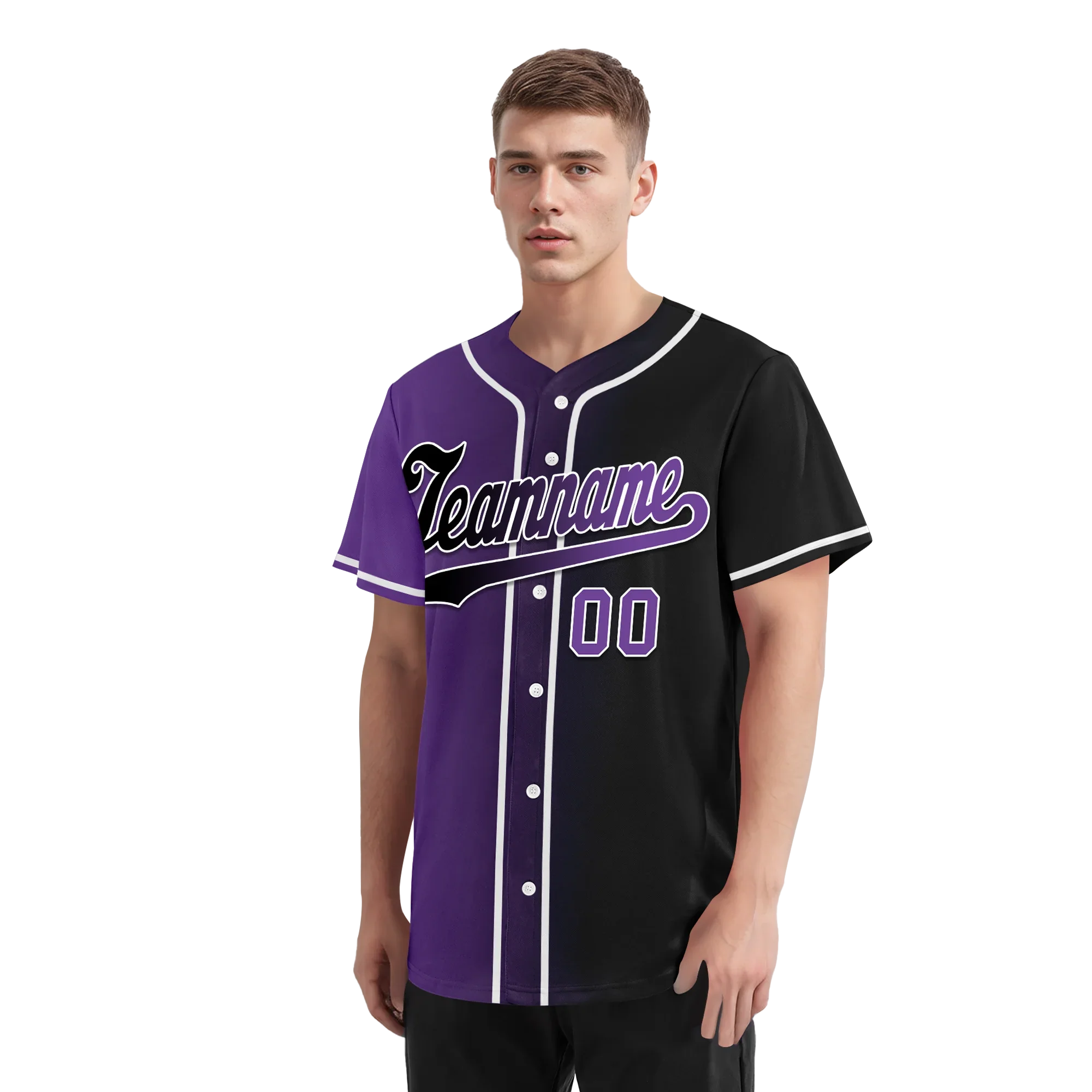 Custom Purple Black Gradient Fashion Personalized Authentic Baseball Jersey BSBJ01-D0a7090 - Coolcustomize