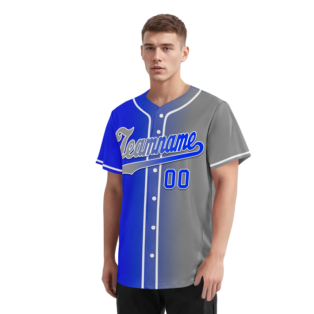 Custom Blue Grey Gradient Fashion Personalized Authentic Baseball Jersey BSBJ01-D0a709a - Coolcustomize