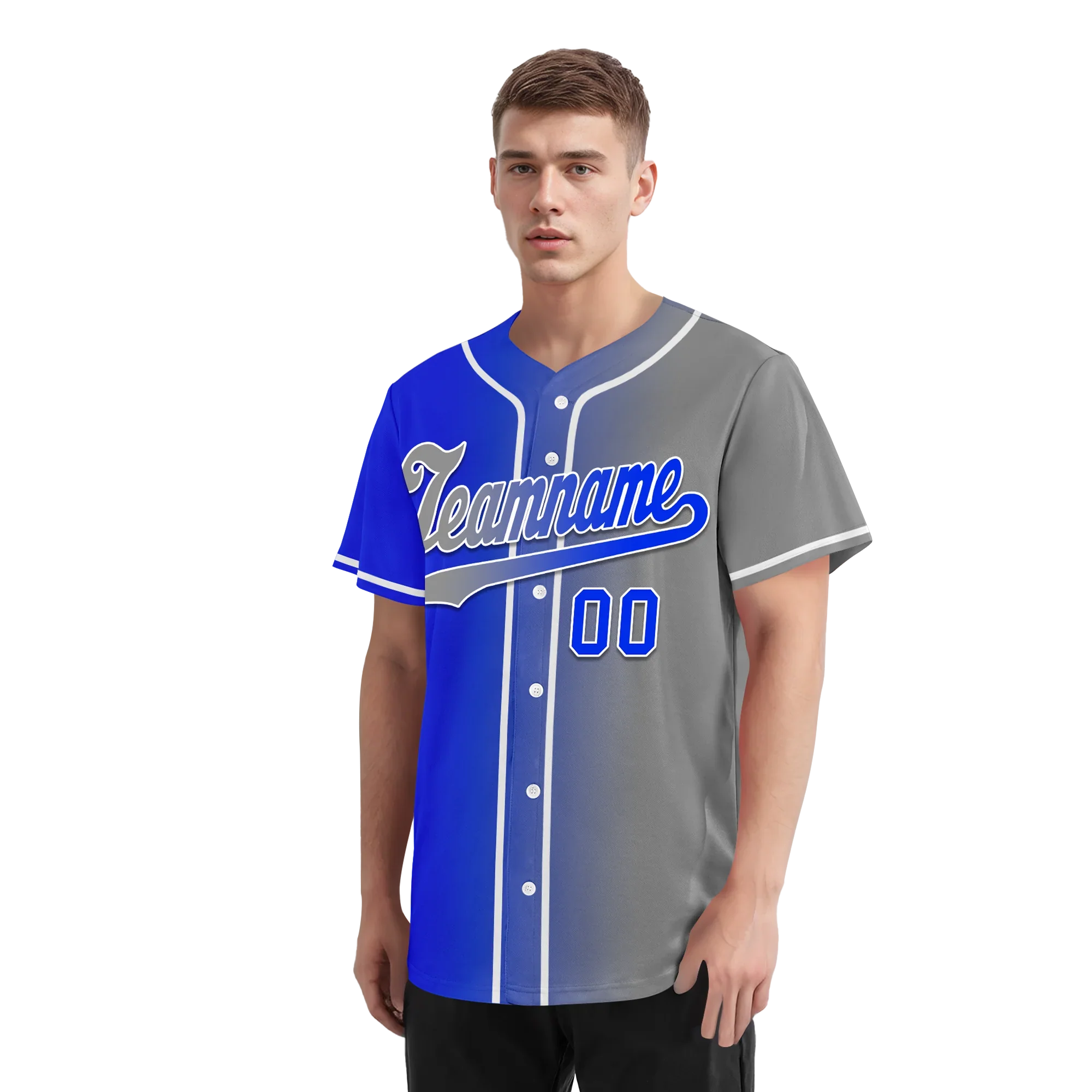 Custom Blue Grey Gradient Fashion Personalized Authentic Baseball Jersey BSBJ01-D0a709a - Coolcustomize