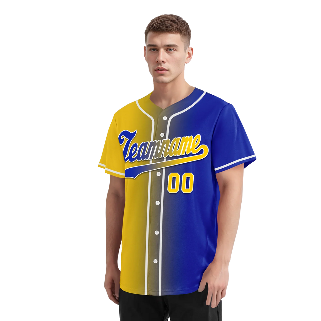 Custom Yellow Blue Gradient Fashion Personalized Authentic Baseball Jersey BSBJ01-D0a7098 - Coolcustomize