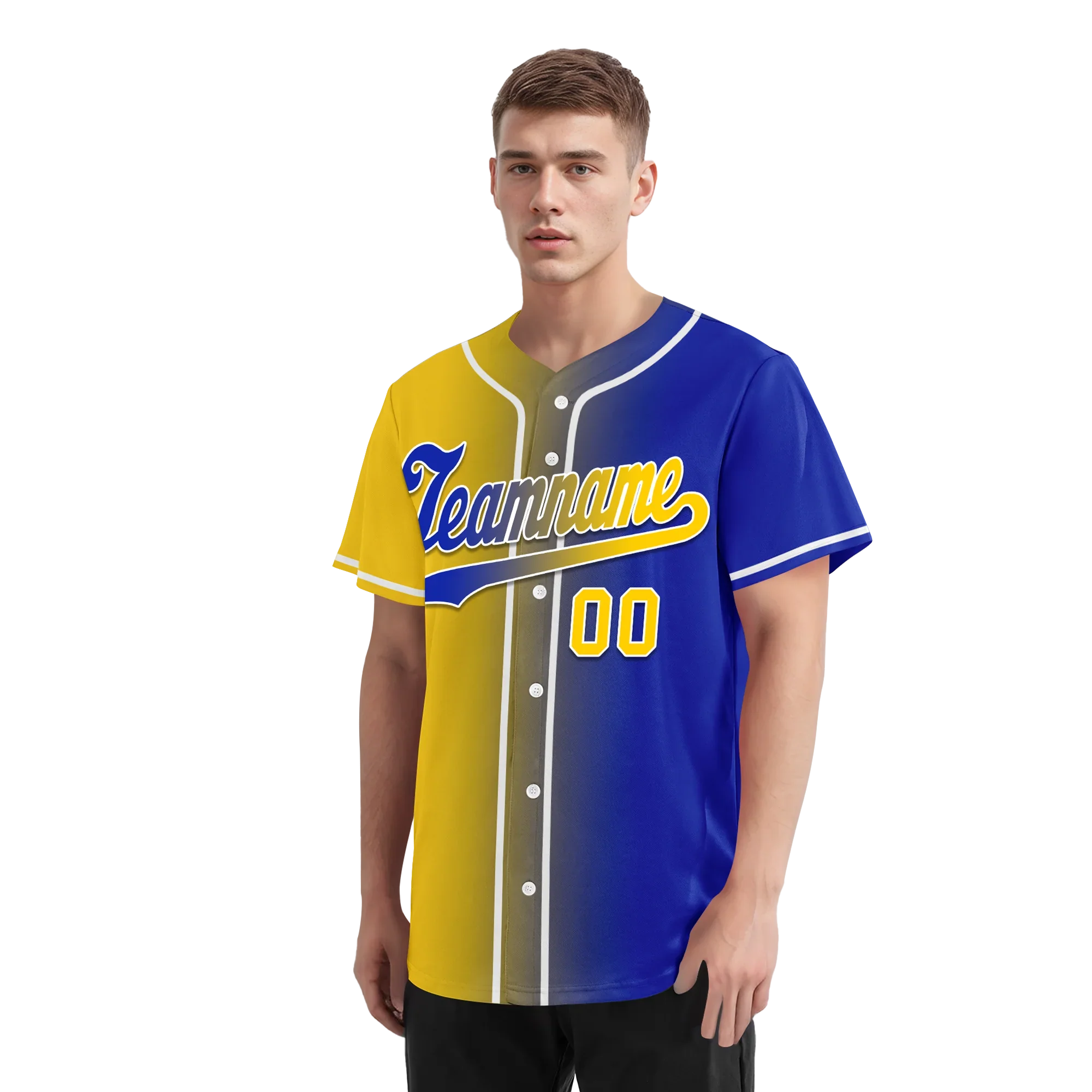 Custom Yellow Blue Gradient Fashion Personalized Authentic Baseball Jersey BSBJ01-D0a7098 - Coolcustomize