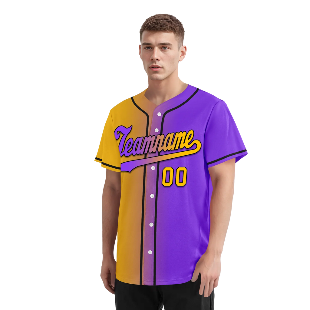 Custom Yellow Pink Gradient Fashion Personalized Authentic Baseball Jersey BSBJ01-D0a7a0a - Coolcustomize