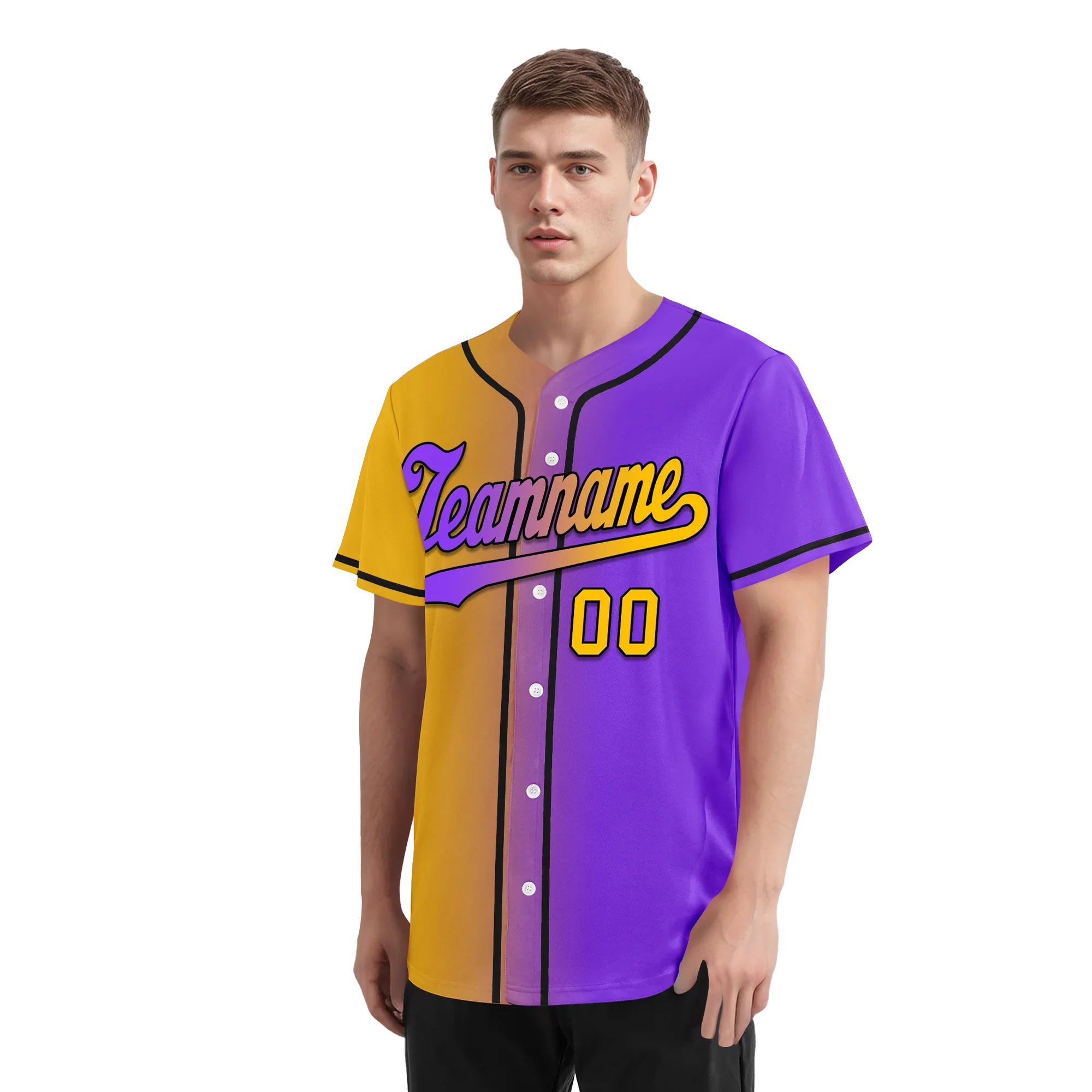 Custom Yellow Pink Gradient Fashion Personalized Authentic Baseball Jersey BSBJ01-D0a7a0a - Coolcustomize