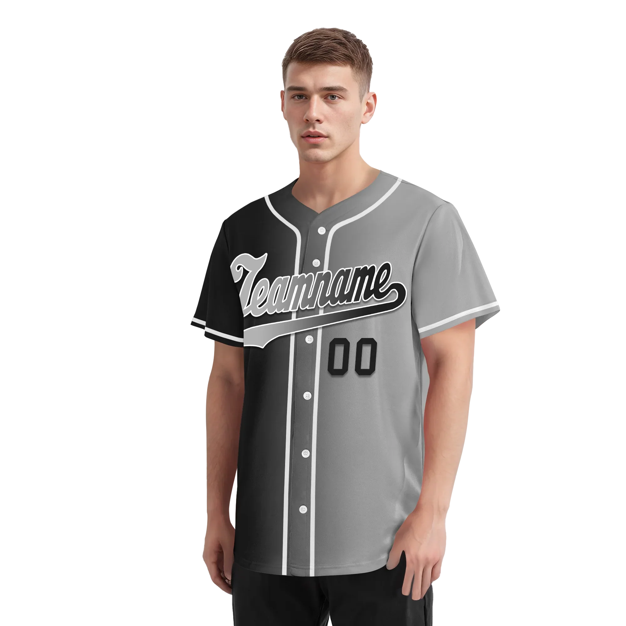 Custom Black Grey Gradient Fashion Personalized Authentic Baseball Jersey BSBJ01-D0a7a07 - Coolcustomize