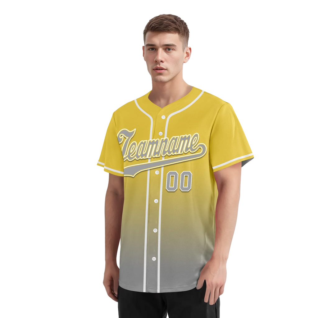 Custom Yellow Grey Fade Fashion Personalized Authentic Baseball Jersey BSBJ01-D0a70fb - Coolcustomize