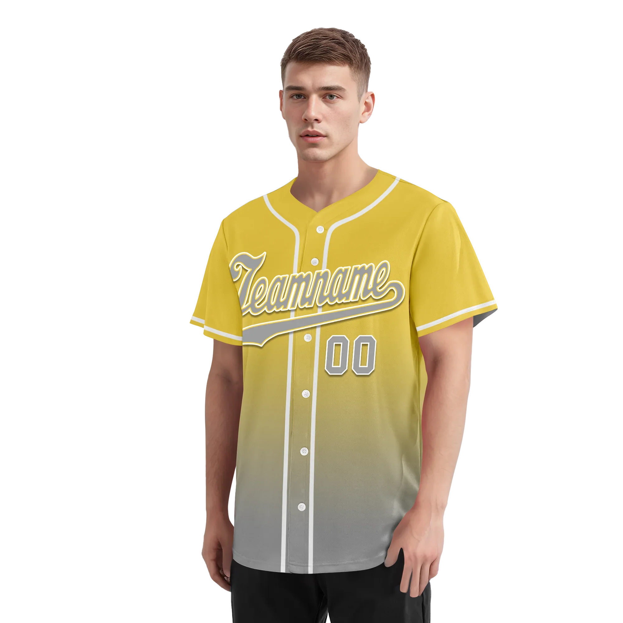 Custom Yellow Grey Fade Fashion Personalized Authentic Baseball Jersey BSBJ01-D0a70fb - Coolcustomize