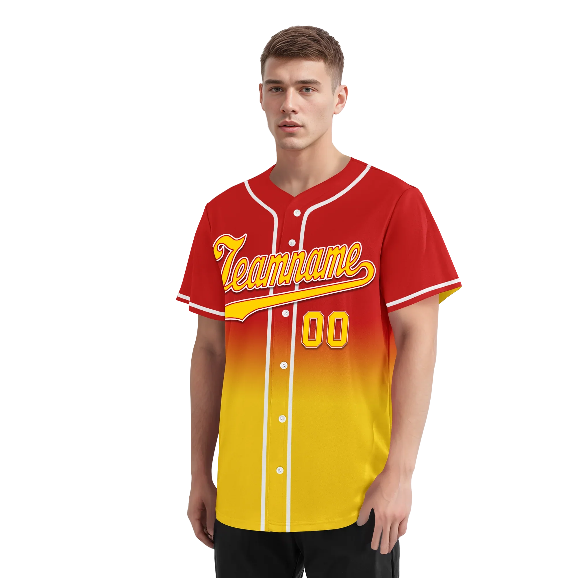 Custom Red Yellow Fade Fashion Personalized Authentic Baseball Jersey BSBJ01-D0a70d7 - Coolcustomize