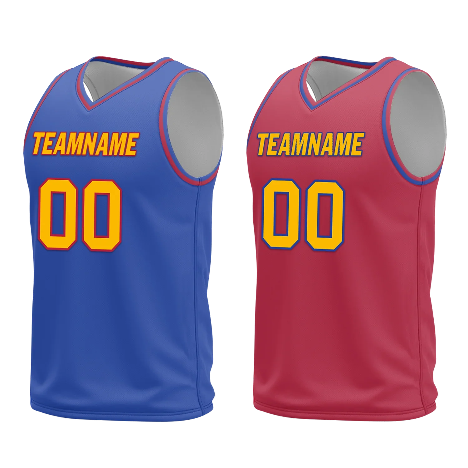 Custom Blue Red Classic Style Reversible Basketball Uniform Personalized COOLMAX BBJR-D017029 - Coolcustomize