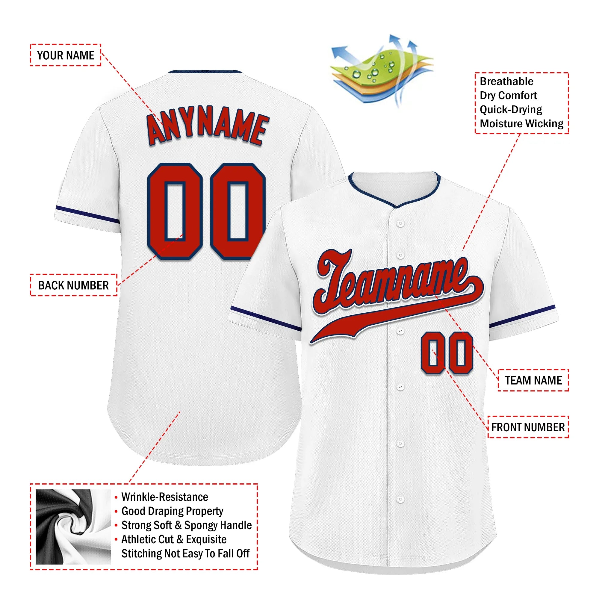 Custom White Classic Style Red Personalized Authentic Baseball Jersey BSBJ01-bd0fab8 - Coolcustomize