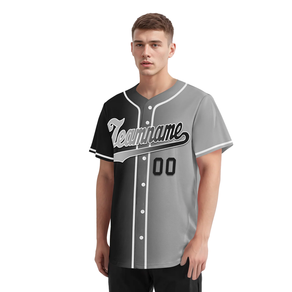 Custom Black Grey Gradient Fashion Personalized Authentic Baseball Jersey BSBJ01-D0a7a07 - Coolcustomize
