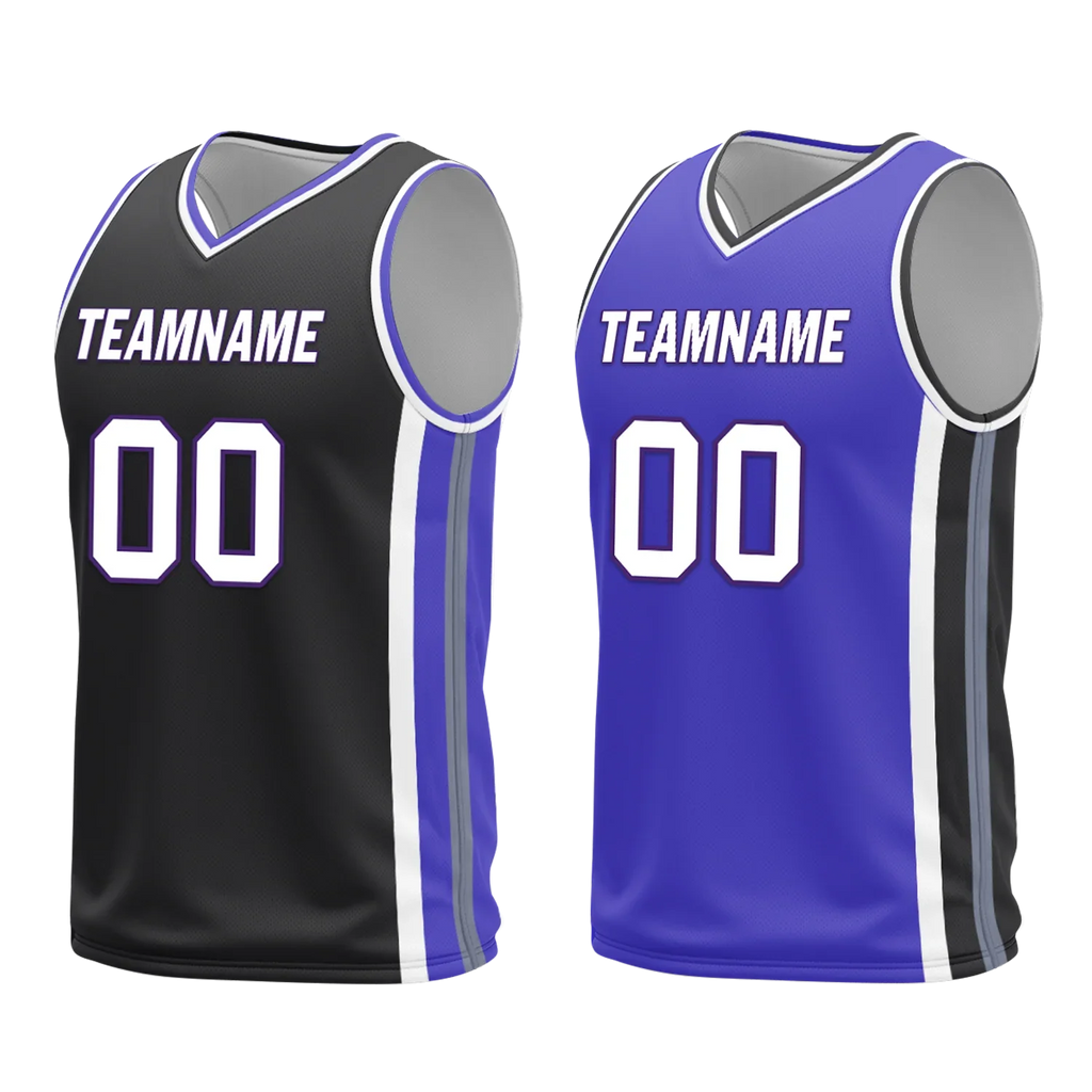 Custom Black Blue Classic Style Reversible Basketball Uniform Personalized Ordinary BBJR-D017036 - Coolcustomize