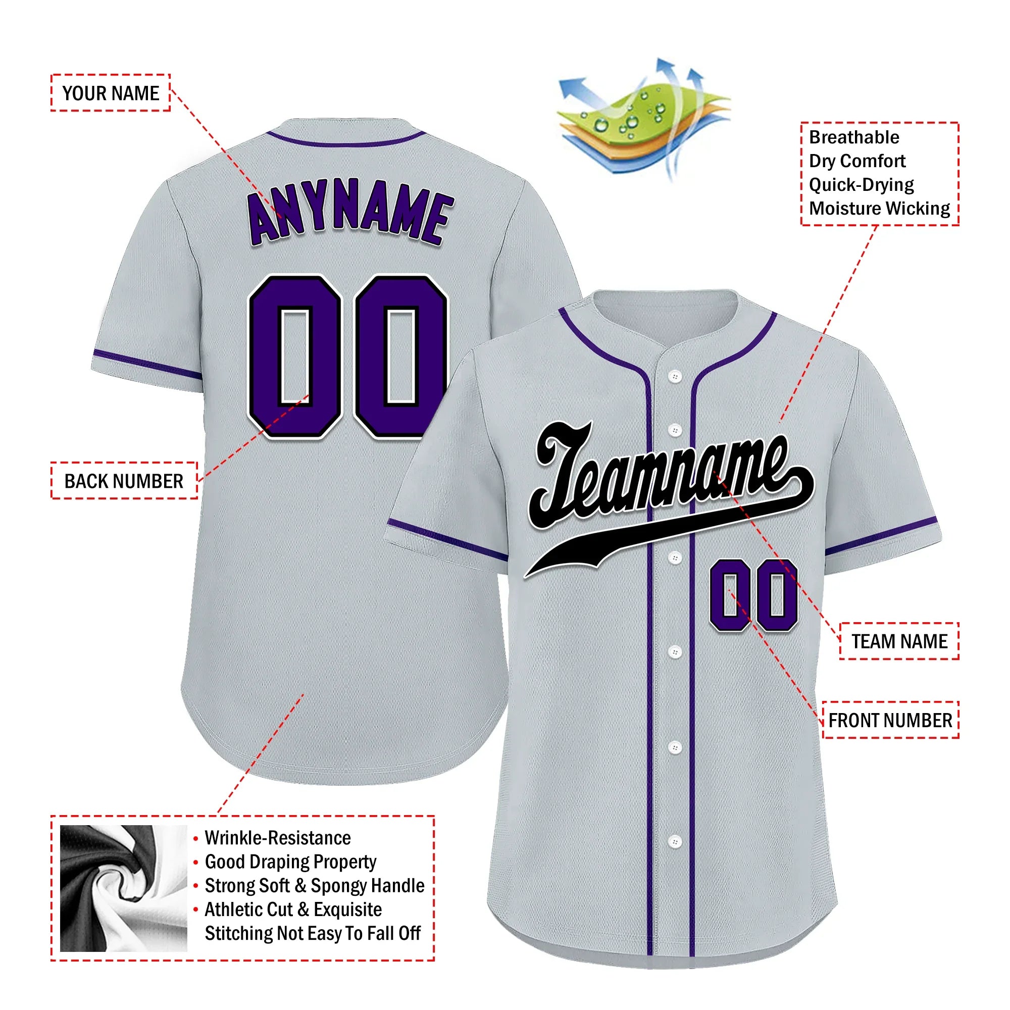 Custom Grey Classic Style Black Personalized Authentic Baseball Jersey BSBJ01-bd0faf0 - Coolcustomize