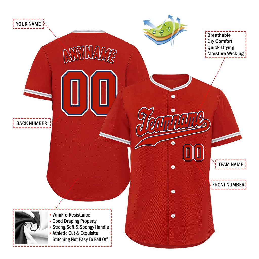 Custom Red Classic Style Red Personalized Authentic Baseball Jersey BSBJ01-bd0fab7 - Coolcustomize