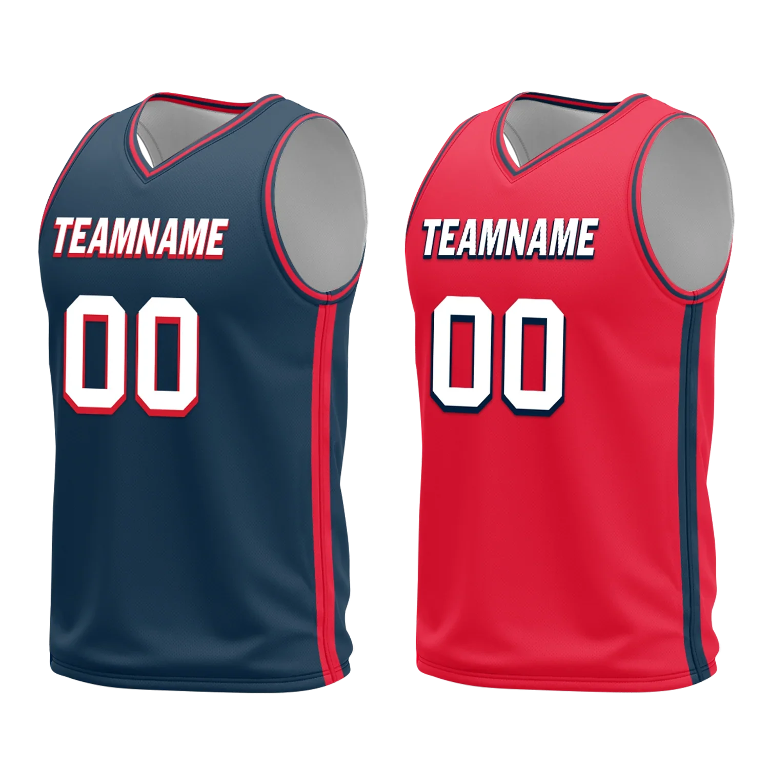 Custom Blue Red Classic Style Reversible Basketball Uniform Personalized COOLMAX BBJR-D017021 - Coolcustomize