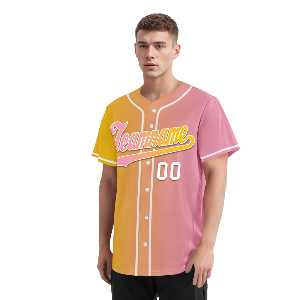 Custom Yellow Pink Gradient Fashion Personalized Authentic Baseball Jersey BSBJ01-D0a7aac - Coolcustomize